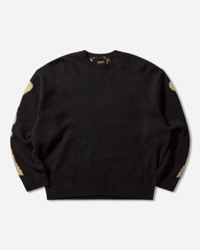 KAPITAL Men s 5G Wool Bone Crewneck Sweater Black