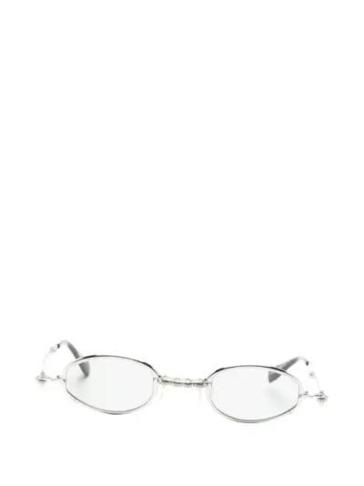 Kuboraum hammered-effect oval-frame sunglasses - Silver