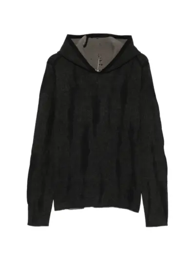Label Under Construction faded-effect knit hoodie - Black