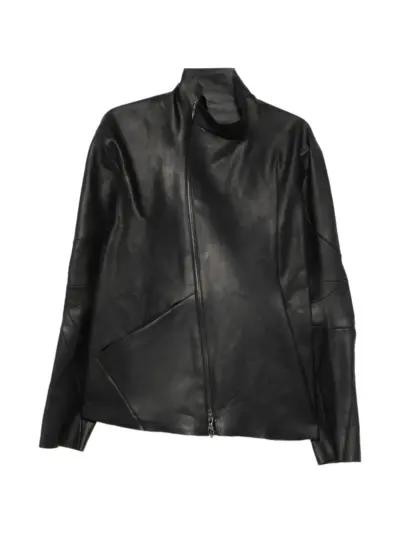 Leon Emanuel Blanck asymmetric-zip leather jacket - Black