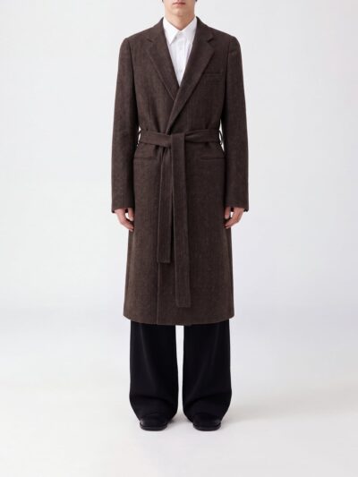 MAISON MARGIELA Belted Robe Coat in Pure Wool with Notched Lapels
