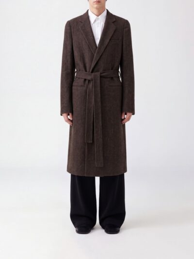 MAISON MARGIELA Belted Robe Coat in Pure Wool with Notched Lapels