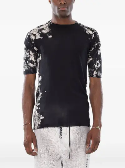 MD75 distressed-effect short-sleeve knitted T-shirt - Black