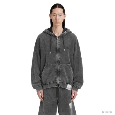 MIHARA YASUHIRO Bleached Zip-Up Hoodie