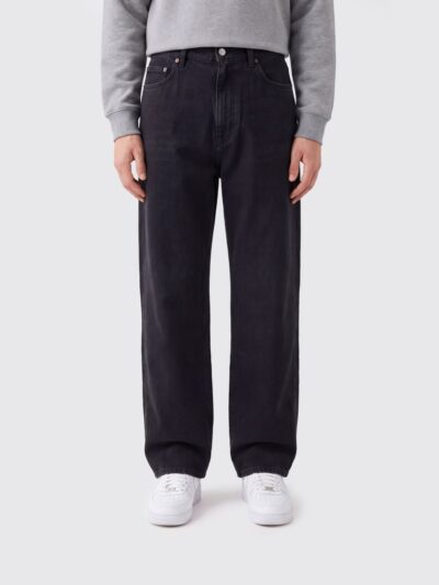 MM6 MAISON MARGIELA Mid-Rise Wide-Leg Jeans in Black Cotton Denim