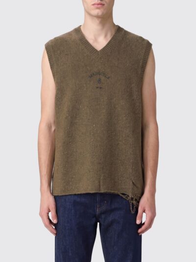 MM6 MAISON MARGIELA V-Neck Wool-Blend Knit Vest with Contrast Logo