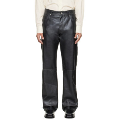 MM6 Maison Margiela Black Faux-Leather Pants