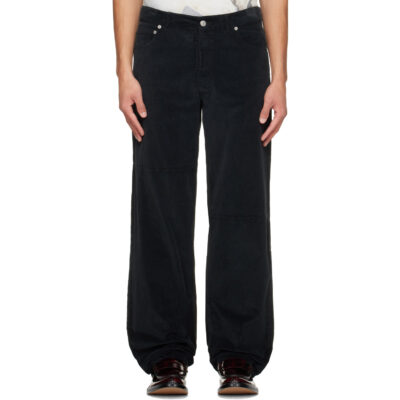 MM6 Maison Margiela Black Overdyed Moleskin Trousers