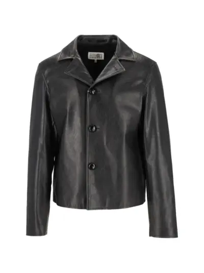 MM6 Maison Margiela button-up notched-lapel biker jacket - Black