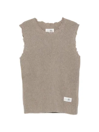 MM6 Maison Margiela distressed ribbed-knit vest - Neutrals