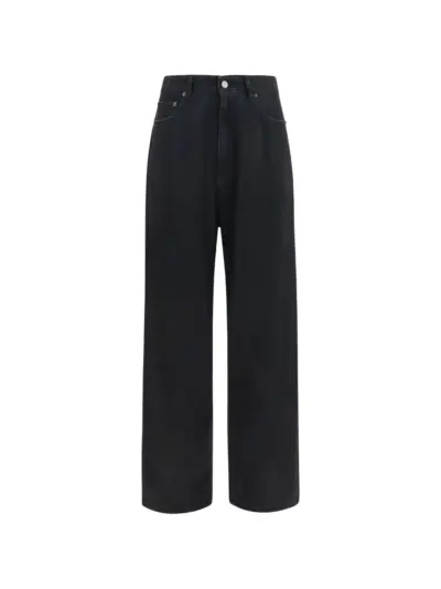MM6 Maison Margiela logo-patch wide-leg jeans - Black