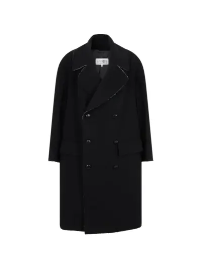 MM6 Maison Margiela raw-edge wool coat - Black