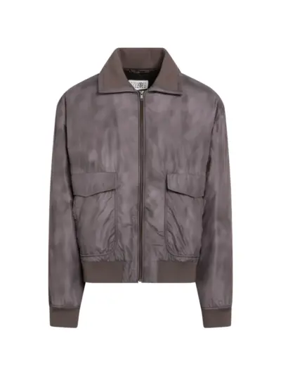 MM6 Maison Margiela zip-up ribbed-trim jacket - Brown