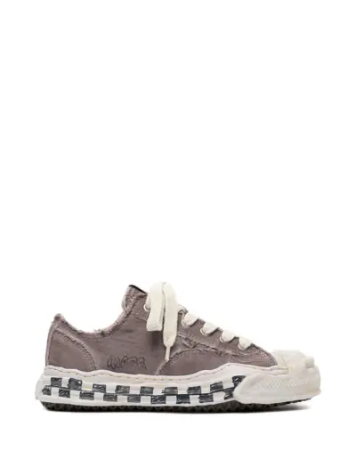 Maison MIHARA YASUHIRO Hank OG Graffiti-check sole canvas low-top sneakers - Grey