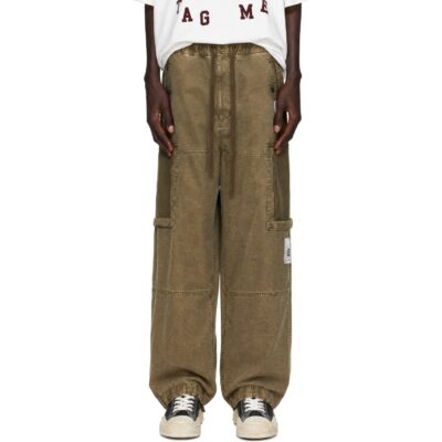 Maison MIHARA YASUHIRO Khaki Cotton Satin Cargo Pants