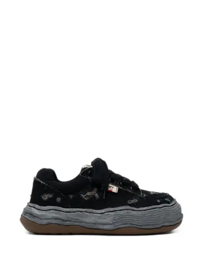 Maison MIHARA YASUHIRO "OLIVER" OG sole ripped overdye canvas low-top sneakers - Black