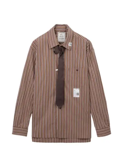 Maison MIHARA YASUHIRO attached tie long sleeve shirt - Brown