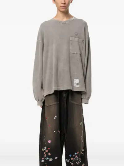 Maison MIHARA YASUHIRO bleached waffle-knit T-shirt - Grey