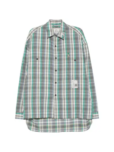 Maison MIHARA YASUHIRO check-pattern logo-patch shirt - Green