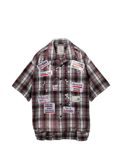 Maison MIHARA YASUHIRO checked appliquéd shirt - Black