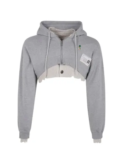 Maison MIHARA YASUHIRO cropped layered hoodie - Grey