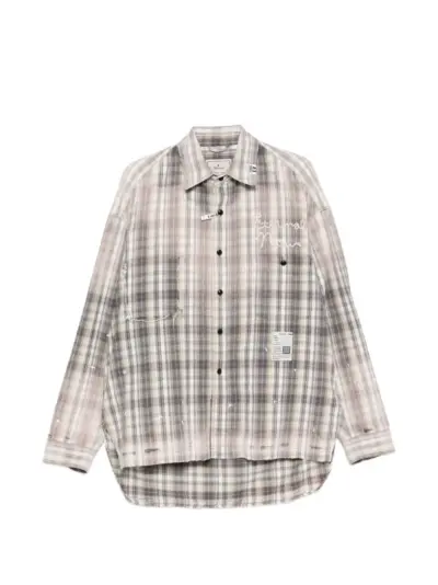 Maison MIHARA YASUHIRO distressed-effect checked-pattern shirt - Grey