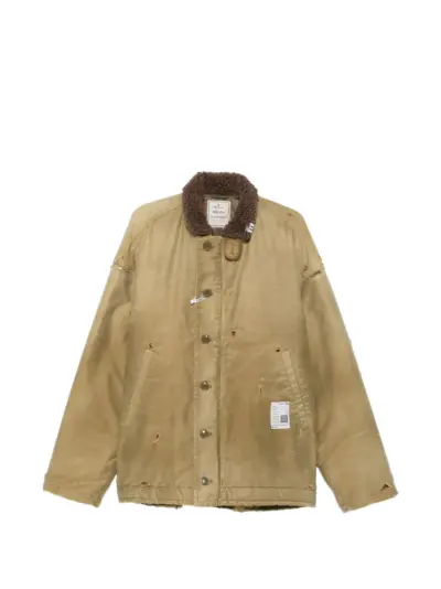 Maison MIHARA YASUHIRO distressed faux-shearling-collar jacket - Green