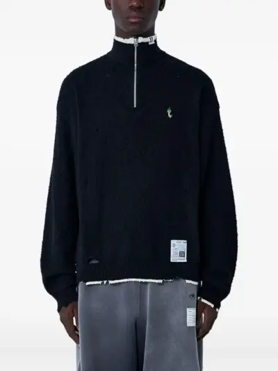 Maison MIHARA YASUHIRO distressed half-zip sweater - Black