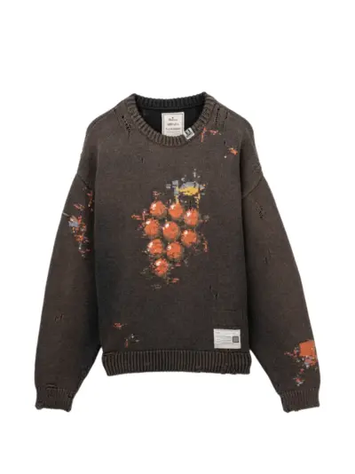 Maison MIHARA YASUHIRO distressed intarsia-knit jumper - Grey
