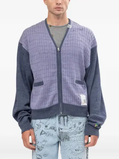 Maison MIHARA YASUHIRO distressed knit cardigan - Blue