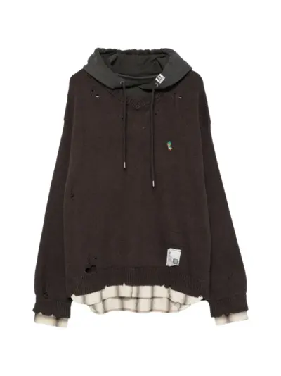 Maison MIHARA YASUHIRO distressed layered-hoodie sweater - Grey