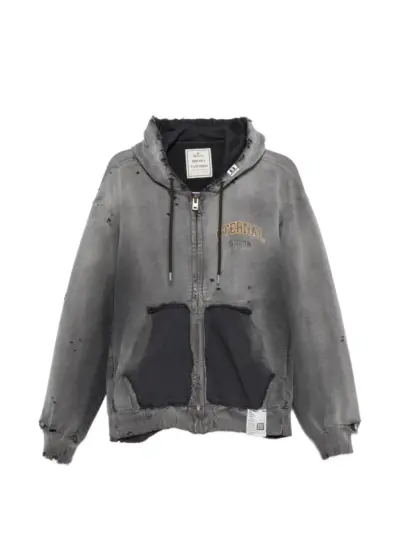 Maison MIHARA YASUHIRO distressed logo-print jacket - Black