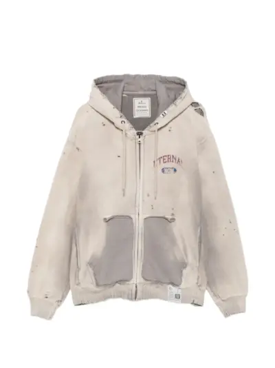 Maison MIHARA YASUHIRO distressed sun-faded hoodie - Neutrals