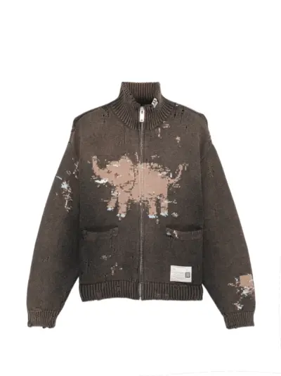 Maison MIHARA YASUHIRO elephant jacquard knit cardigan - Grey