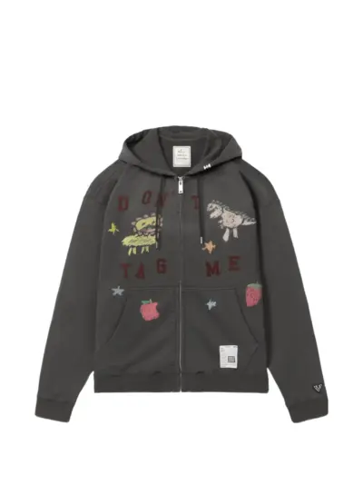 Maison MIHARA YASUHIRO kids-doodle printed zip-up hoodie - Black