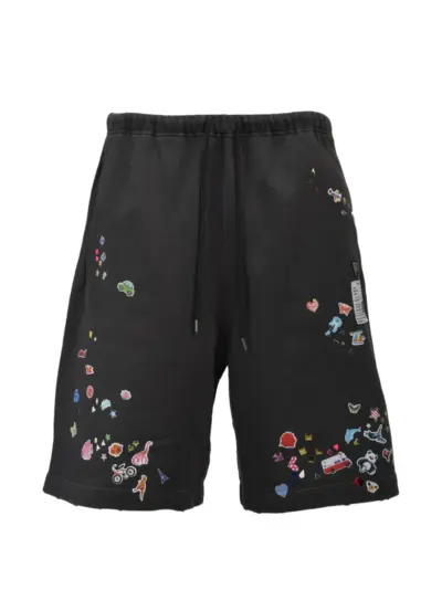 Maison MIHARA YASUHIRO kids sticker printed sweat shorts - Black