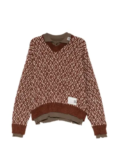 Maison MIHARA YASUHIRO layered knit sweater - Brown