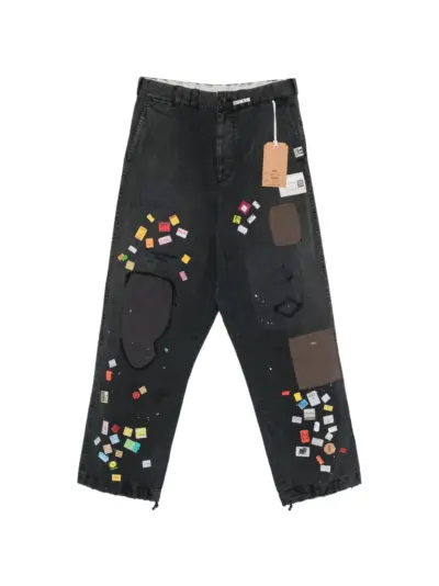 Maison MIHARA YASUHIRO patchwork ticket-print jeans - Black