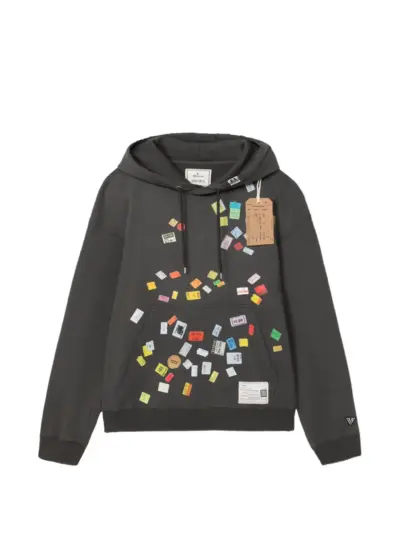 Maison MIHARA YASUHIRO price-tag sticker printed hoodie - Black