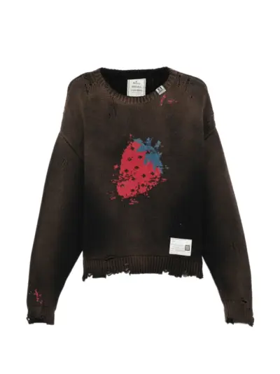 Maison MIHARA YASUHIRO strawberry jacquard knit sweater - Brown