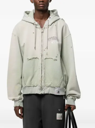 Maison MIHARA YASUHIRO sun-faded like zip-up hoodie - Green