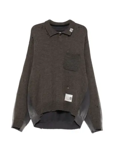 Maison MIHARA YASUHIRO sweatshirt combined knit sweater - Brown