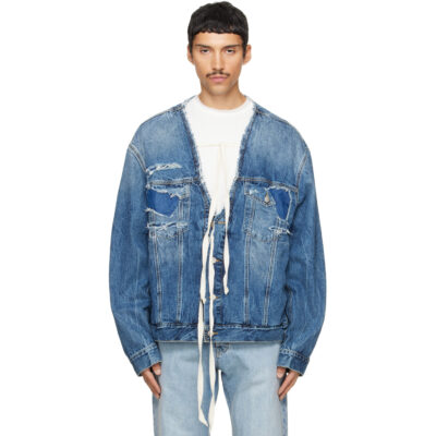 Maison Margiela Blue Distressed Deep Open Jacket