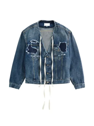 Maison Margiela distressed V-neck jacket - Blue