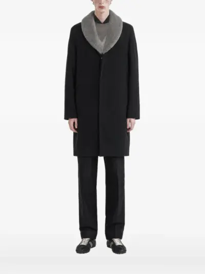 Maison Margiela shearling-collar coat - Black