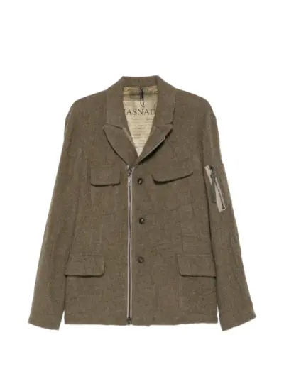 Masnada asymmetric zip-fastening military jacket - Green