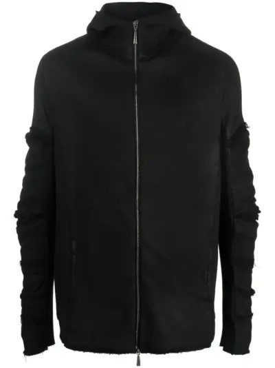 Masnada draped cotton zip-up hoodie - Black