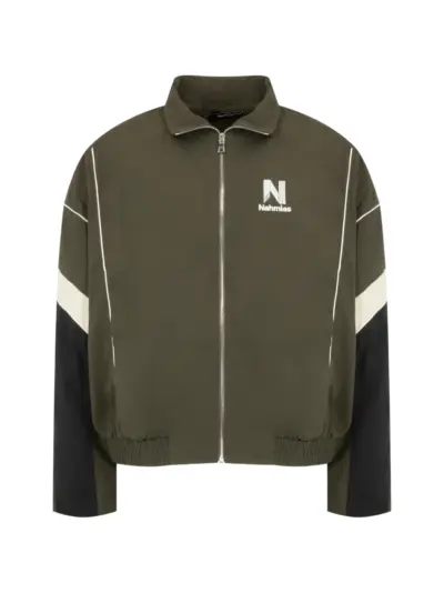 Nahmias logo-print panelled jacket - Green