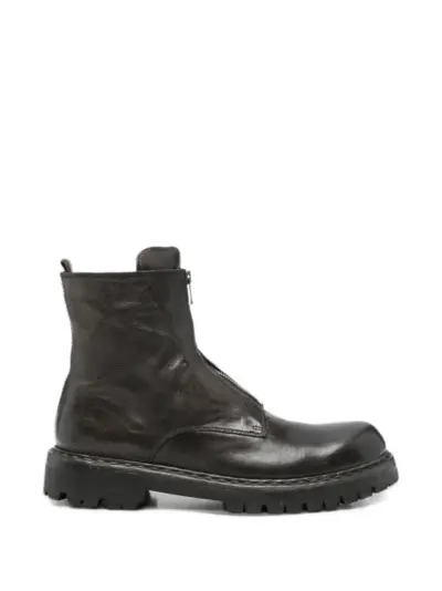 Officine Creative front-zip lug-sole ankle boots - Grey