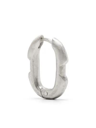 Parts of Four Deco matte sterling silver single earring